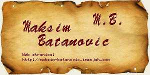 Maksim Batanović vizit kartica